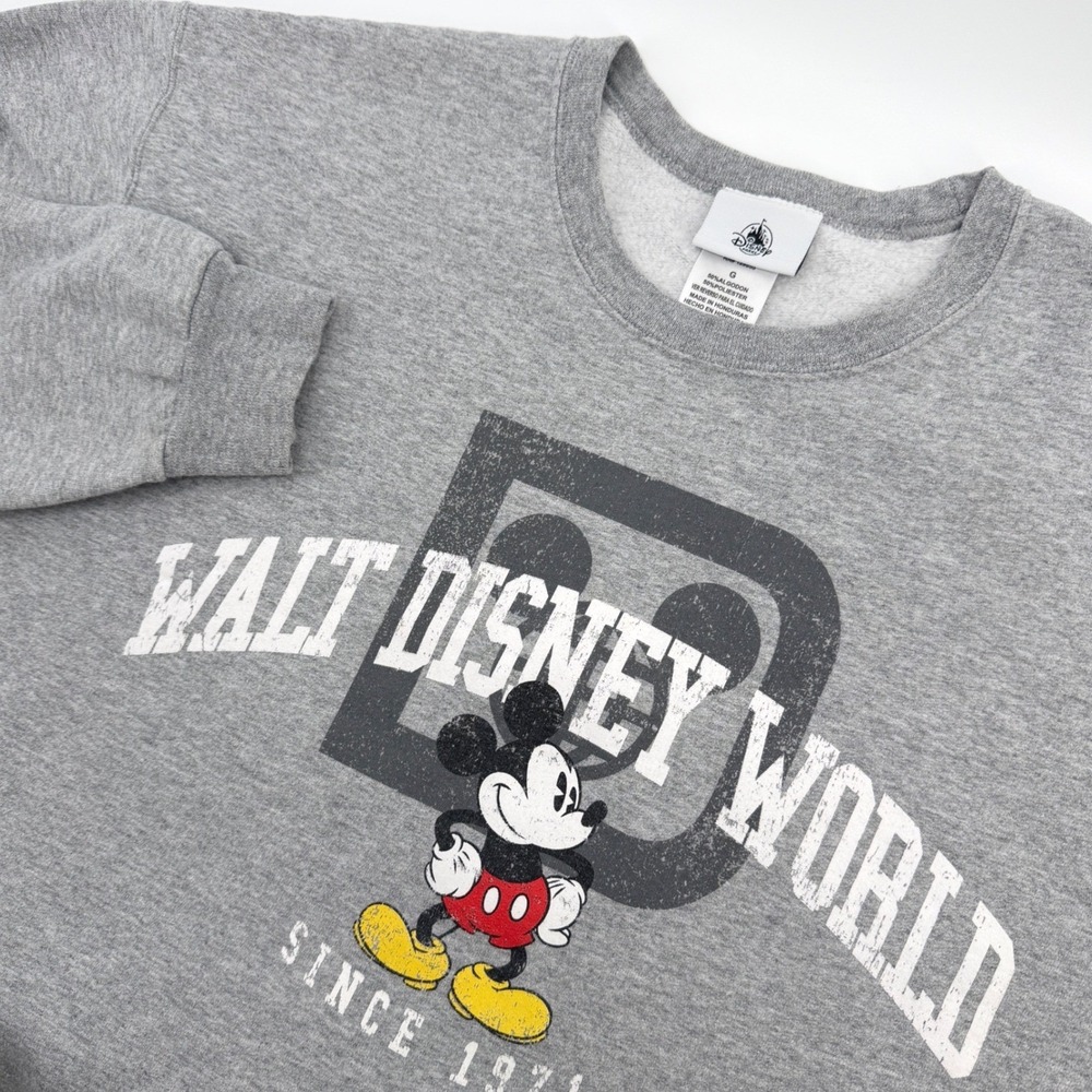 Disney Parks Sweatshirt Mens L Grey Mickey Mouse Walt Disney World Since 1971